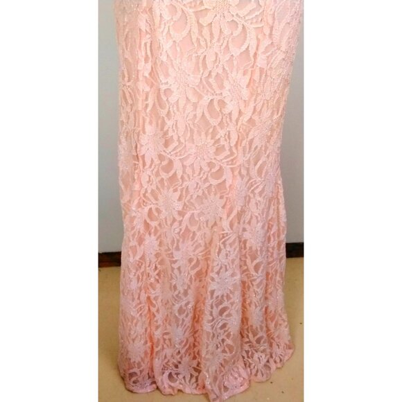 Morgan & Co. Womens Lace Sleeveless Gown/Dress Satin Ribbon Back Bow Size 11/12 - Picture 4 of 12